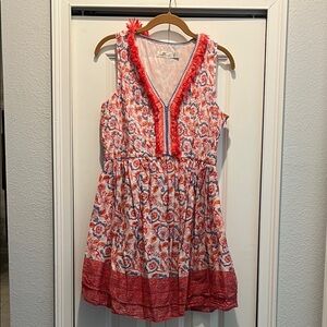 Vineyard Vines Floral Dress with orange and Blue Trim size small